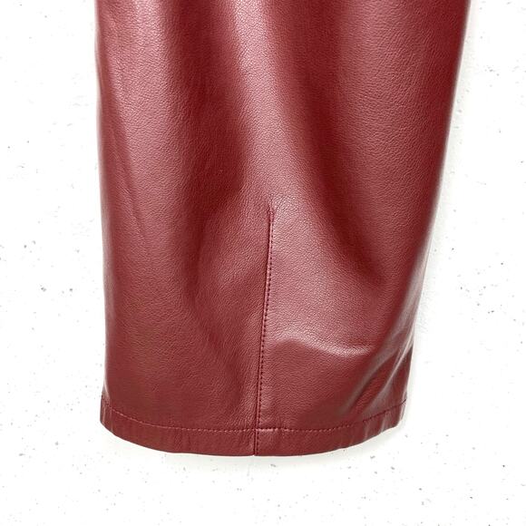 Anthropologie Pilcro The Breaker Faux Leather Pants Burgundy Red Crop Size 28 - Picture 14 of 14
